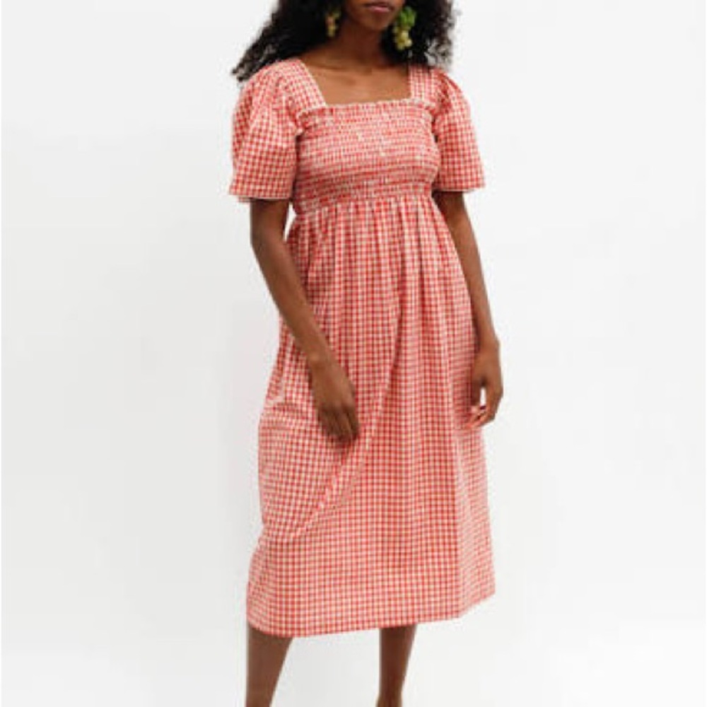Lisa Says Gah Red Gingham Midi Dress
